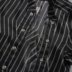 RICK OWENS リックオウエンス / 23SS 美品 EDFU GOLF SHIRT / ストライプ 半袖 シャツ / RU01C4292-JP1 / size 48 (BLACK)