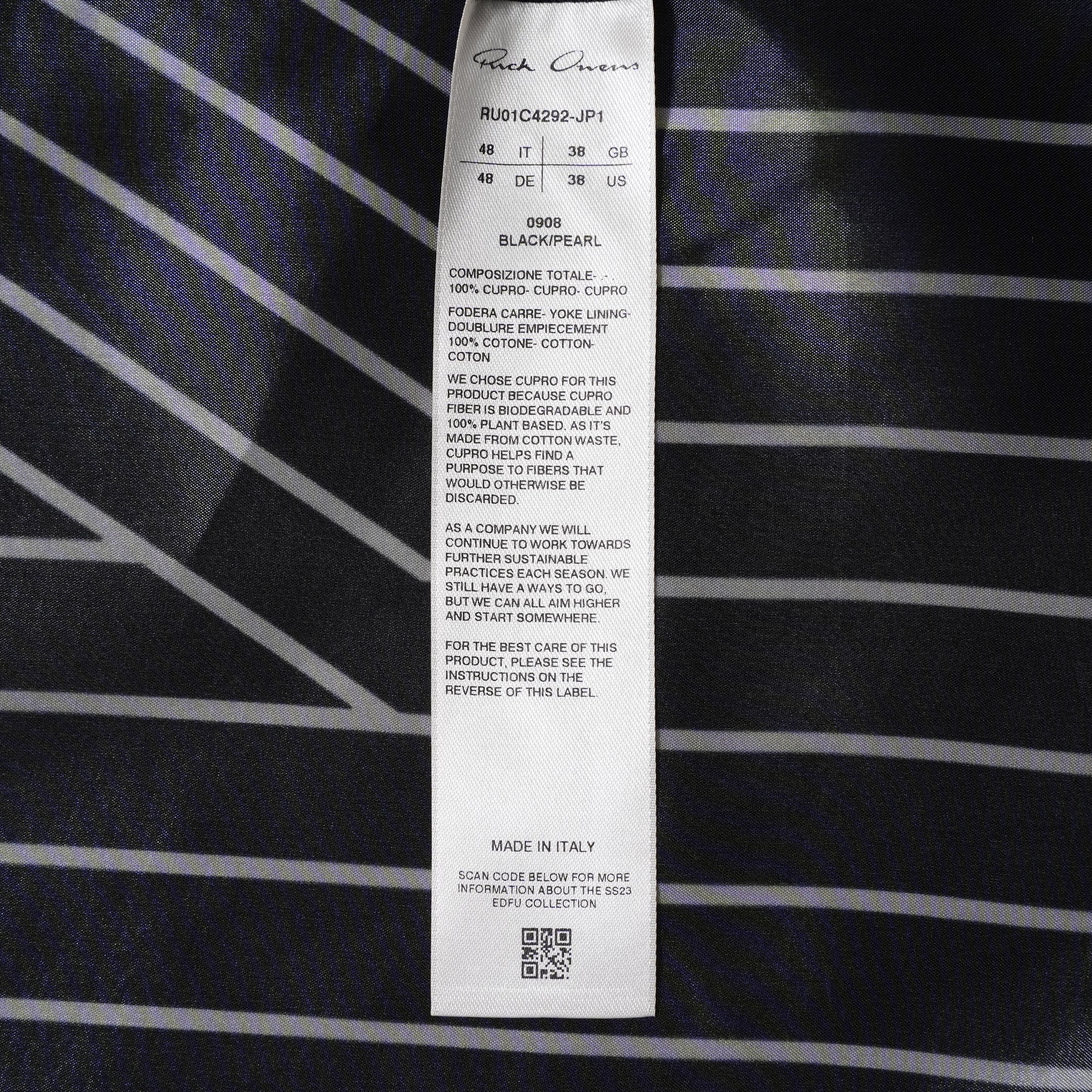 RICK OWENS リックオウエンス / 23SS 美品 EDFU GOLF SHIRT / ストライプ 半袖 シャツ / RU01C4292-JP1 / size 48 (BLACK)