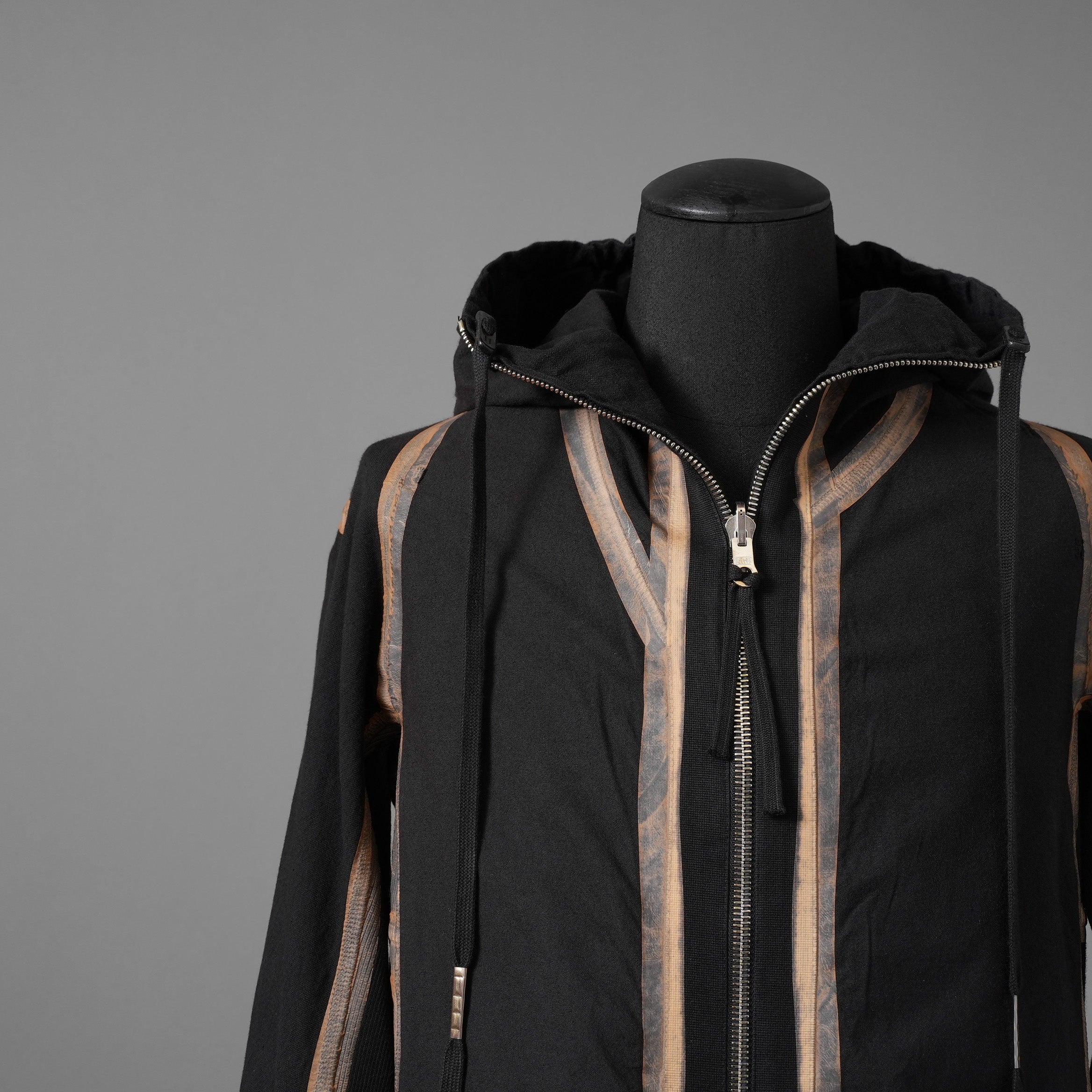 希少 BORIS BIDJAN SABERI ボリスビジャンサベリ / HYBRID ZIPPER3.1 ST  long Hooded Zip Jacket - Reversible - Seam Taped - Object Dyed / FKU10001 + FTO00002 / ロング フーディー ジャケット / size S (BLACK）