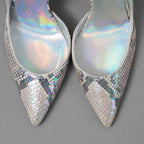 未使用 Christian Louboutin クリスチャン ルブタン / マルチカラー ホログラフィック パイソン レザー イリザ（Iriza）100 パンプス シューズ / size 35 (22cm) SILVER レディース