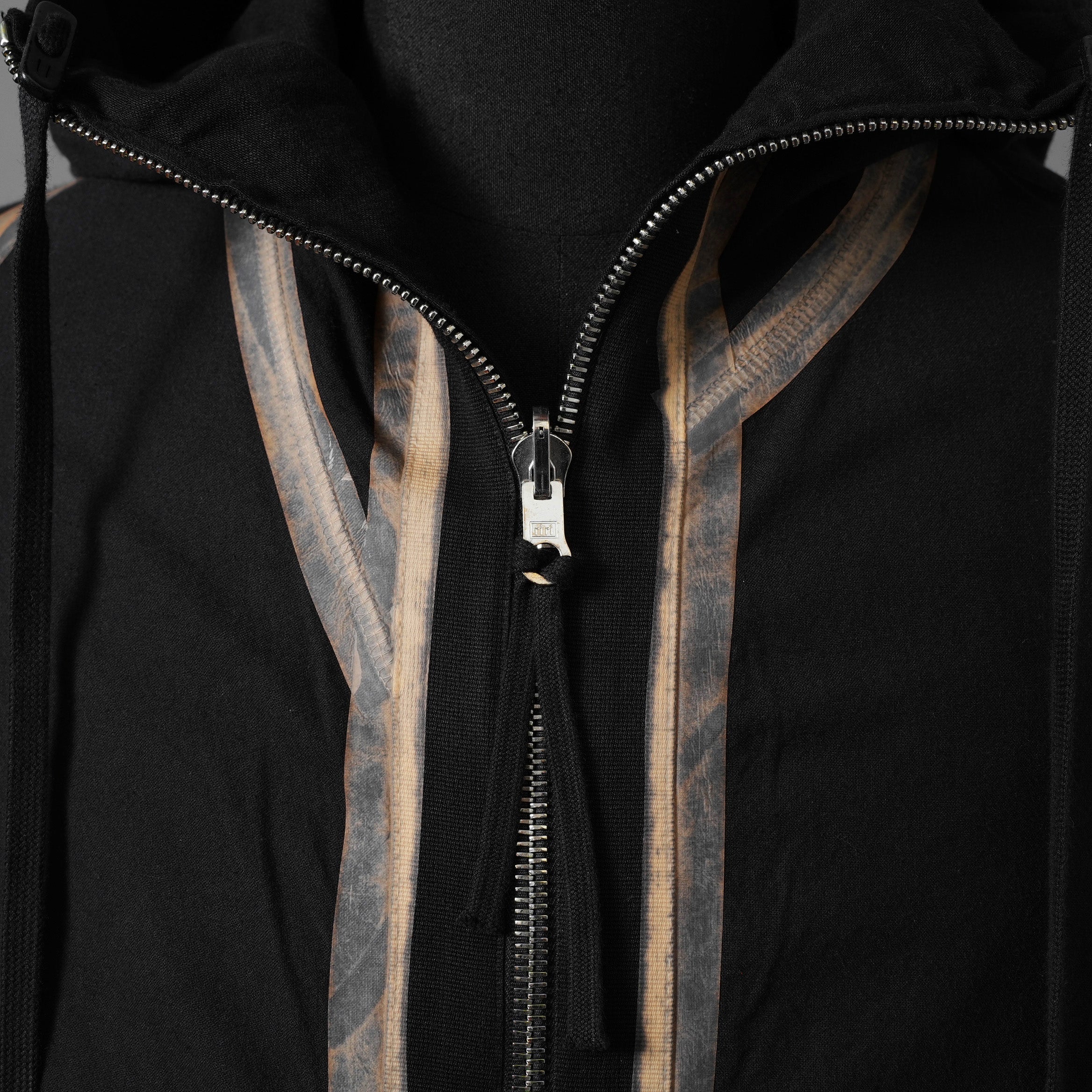 希少 BORIS BIDJAN SABERI ボリスビジャンサベリ / HYBRID ZIPPER3.1 ST  long Hooded Zip Jacket - Reversible - Seam Taped - Object Dyed / FKU10001 + FTO00002 / ロング フーディー ジャケット / size S (BLACK）