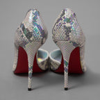 未使用 Christian Louboutin クリスチャン ルブタン / マルチカラー ホログラフィック パイソン レザー イリザ（Iriza）100 パンプス シューズ / size 35 (22cm) SILVER レディース