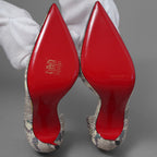 未使用 Christian Louboutin クリスチャン ルブタン / マルチカラー ホログラフィック パイソン レザー イリザ（Iriza）100 パンプス シューズ / size 35 (22cm) SILVER レディース