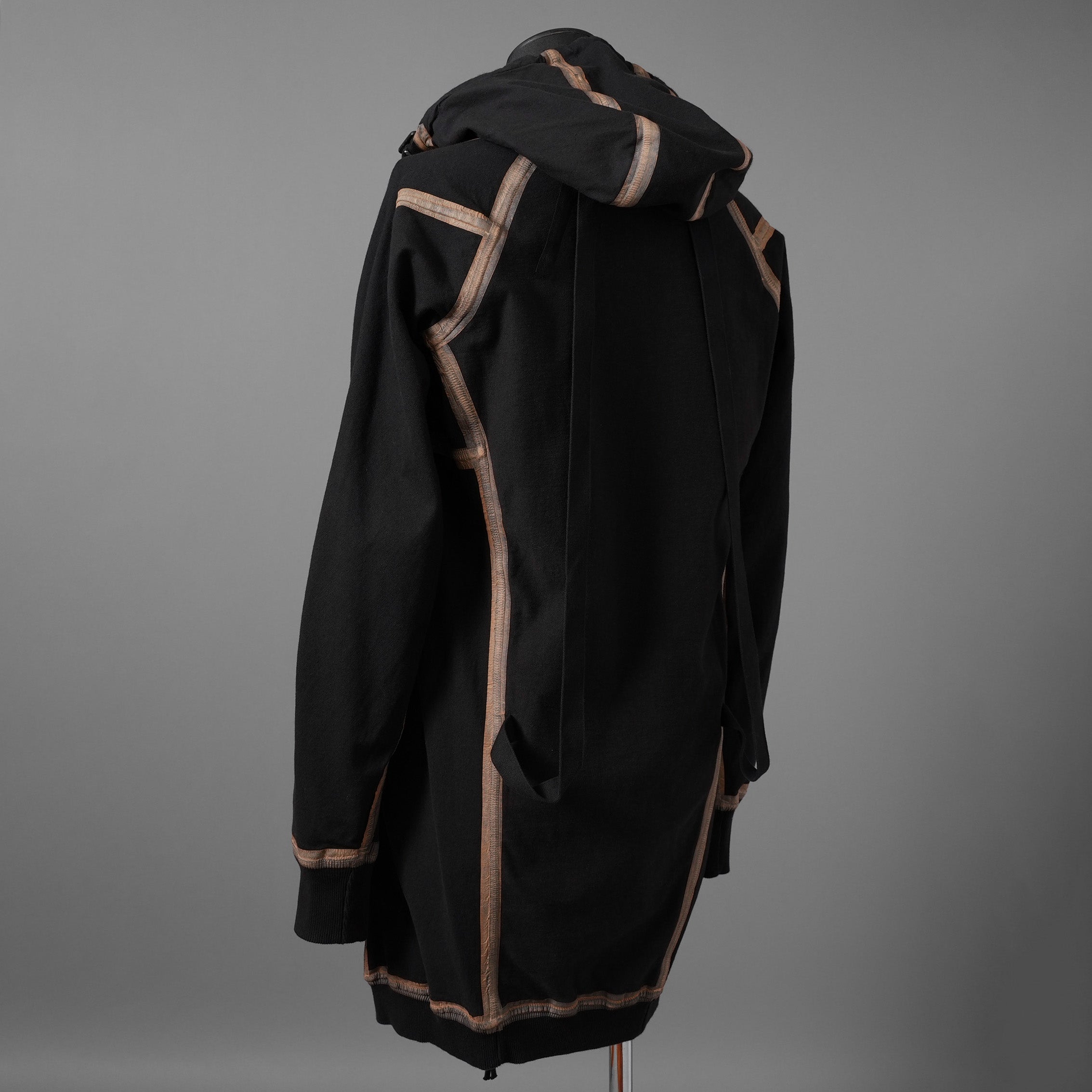 希少 BORIS BIDJAN SABERI ボリスビジャンサベリ / HYBRID ZIPPER3.1 ST  long Hooded Zip Jacket - Reversible - Seam Taped - Object Dyed / FKU10001 + FTO00002 / ロング フーディー ジャケット / size S (BLACK）