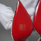 未使用 Christian Louboutin クリスチャン ルブタン / マルチカラー ホログラフィック パイソン レザー イリザ（Iriza）100 パンプス シューズ / size 35 (22cm) SILVER レディース