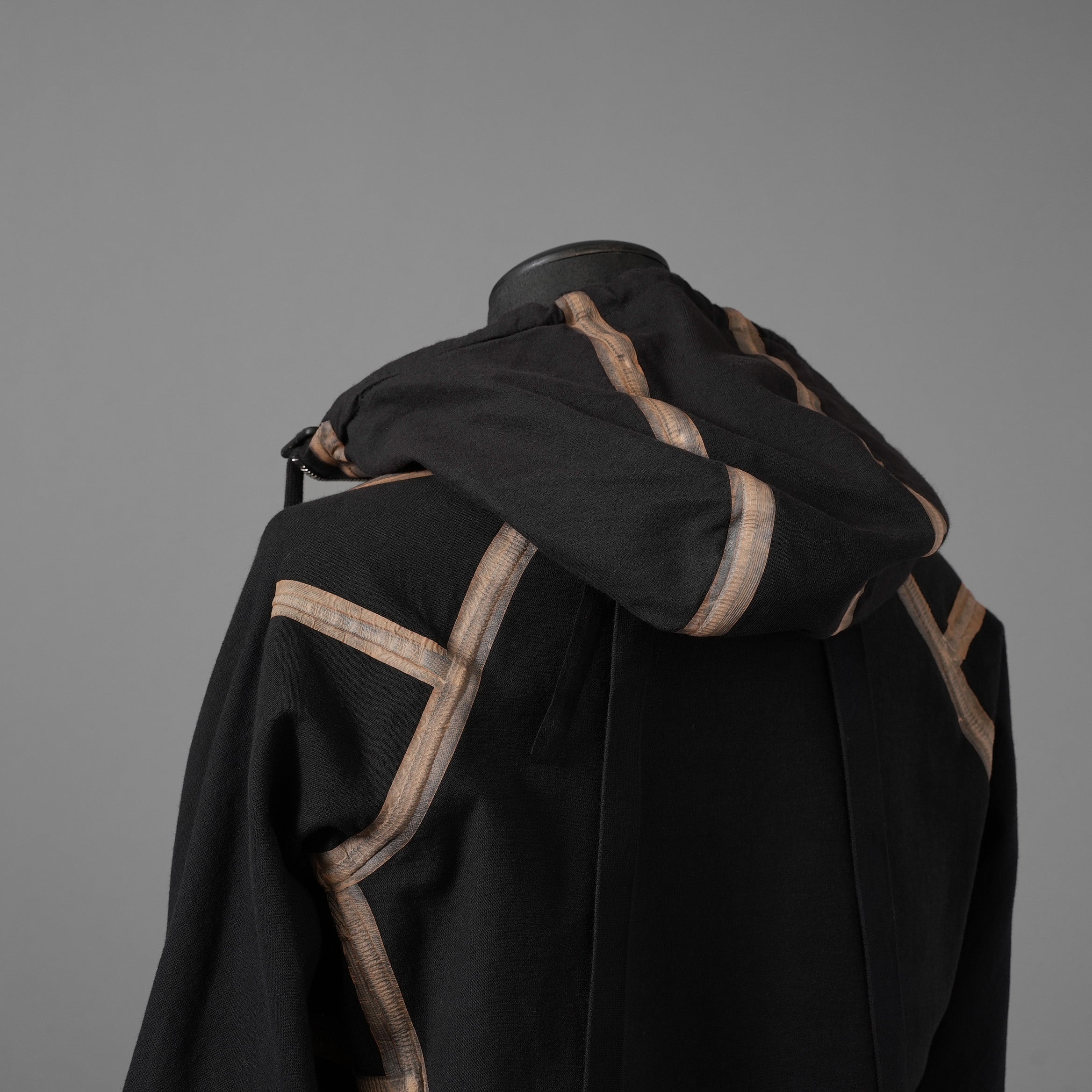 希少 BORIS BIDJAN SABERI ボリスビジャンサベリ / HYBRID ZIPPER3.1 ST  long Hooded Zip Jacket - Reversible - Seam Taped - Object Dyed / FKU10001 + FTO00002 / ロング フーディー ジャケット / size S (BLACK）