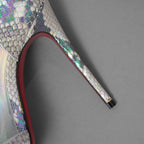 未使用 Christian Louboutin クリスチャン ルブタン / マルチカラー ホログラフィック パイソン レザー イリザ（Iriza）100 パンプス シューズ / size 35 (22cm) SILVER レディース