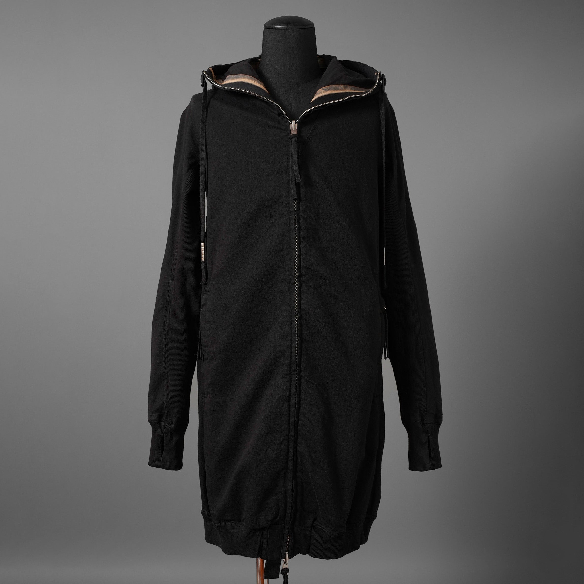 希少 BORIS BIDJAN SABERI ボリスビジャンサベリ / HYBRID ZIPPER3.1 ST  long Hooded Zip Jacket - Reversible - Seam Taped - Object Dyed / FKU10001 + FTO00002 / ロング フーディー ジャケット / size S (BLACK）