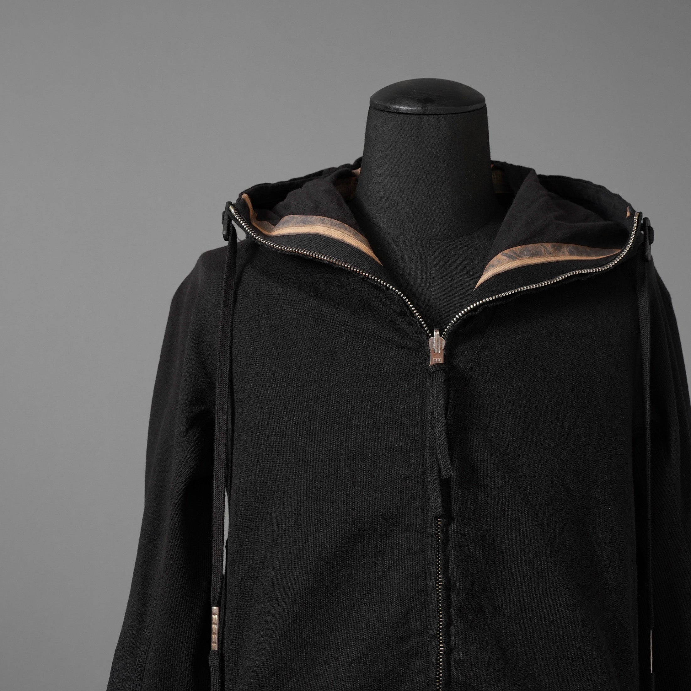 希少 BORIS BIDJAN SABERI ボリスビジャンサベリ / HYBRID ZIPPER3.1 ST  long Hooded Zip Jacket - Reversible - Seam Taped - Object Dyed / FKU10001 + FTO00002 / ロング フーディー ジャケット / size S (BLACK）