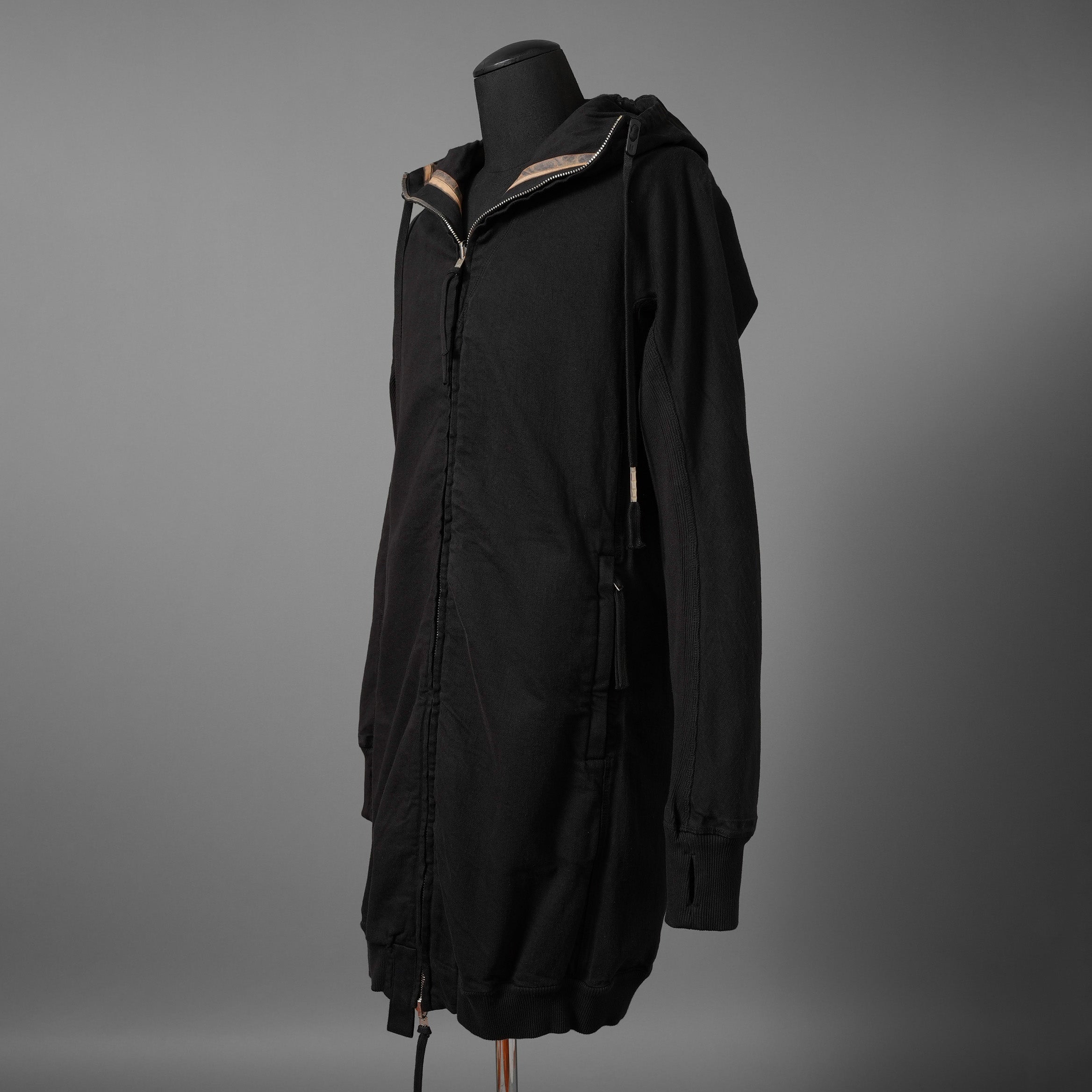 希少 BORIS BIDJAN SABERI ボリスビジャンサベリ / HYBRID ZIPPER3.1 ST  long Hooded Zip Jacket - Reversible - Seam Taped - Object Dyed / FKU10001 + FTO00002 / ロング フーディー ジャケット / size S (BLACK）