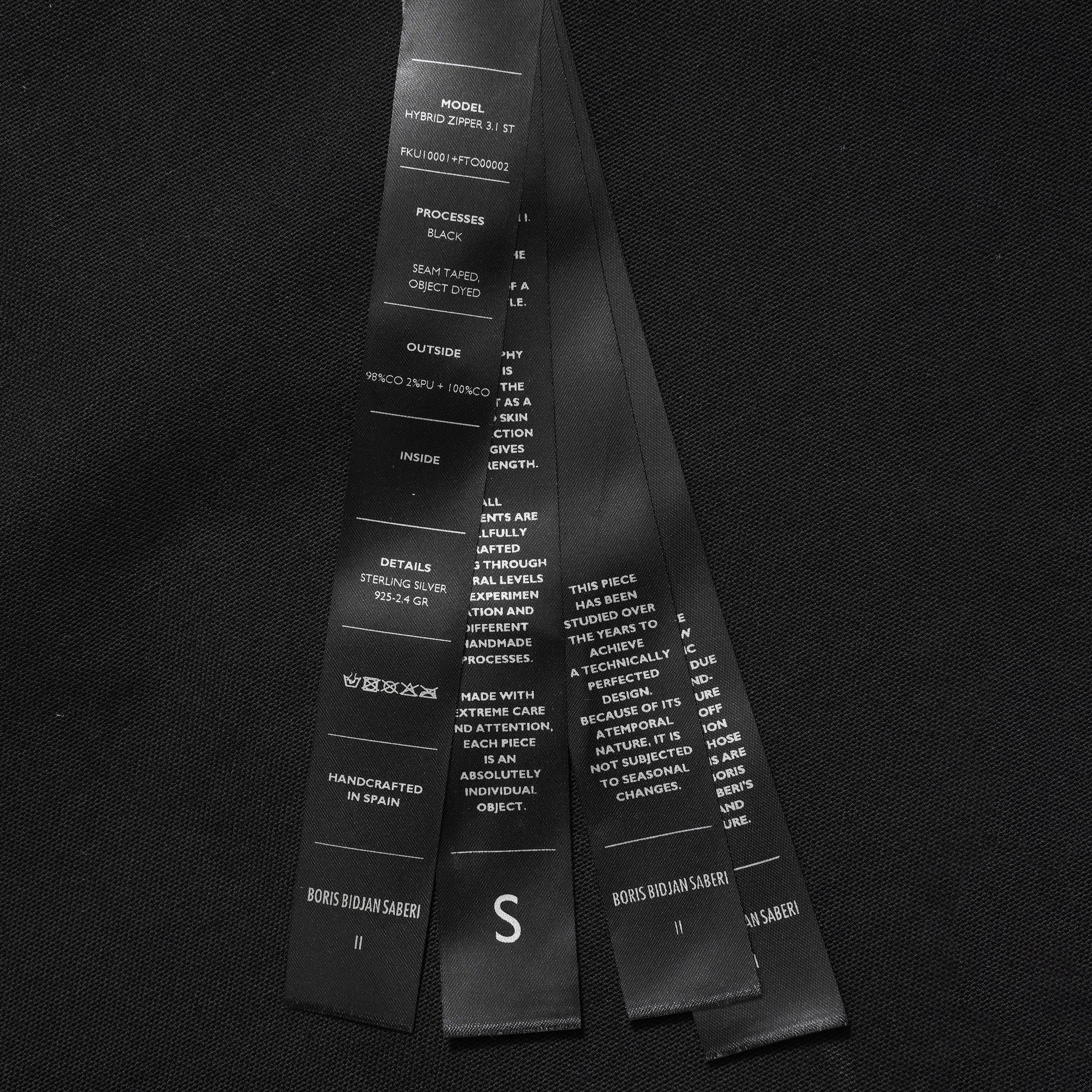 希少 BORIS BIDJAN SABERI ボリスビジャンサベリ / HYBRID ZIPPER3.1 ST  long Hooded Zip Jacket - Reversible - Seam Taped - Object Dyed / FKU10001 + FTO00002 / ロング フーディー ジャケット / size S (BLACK）