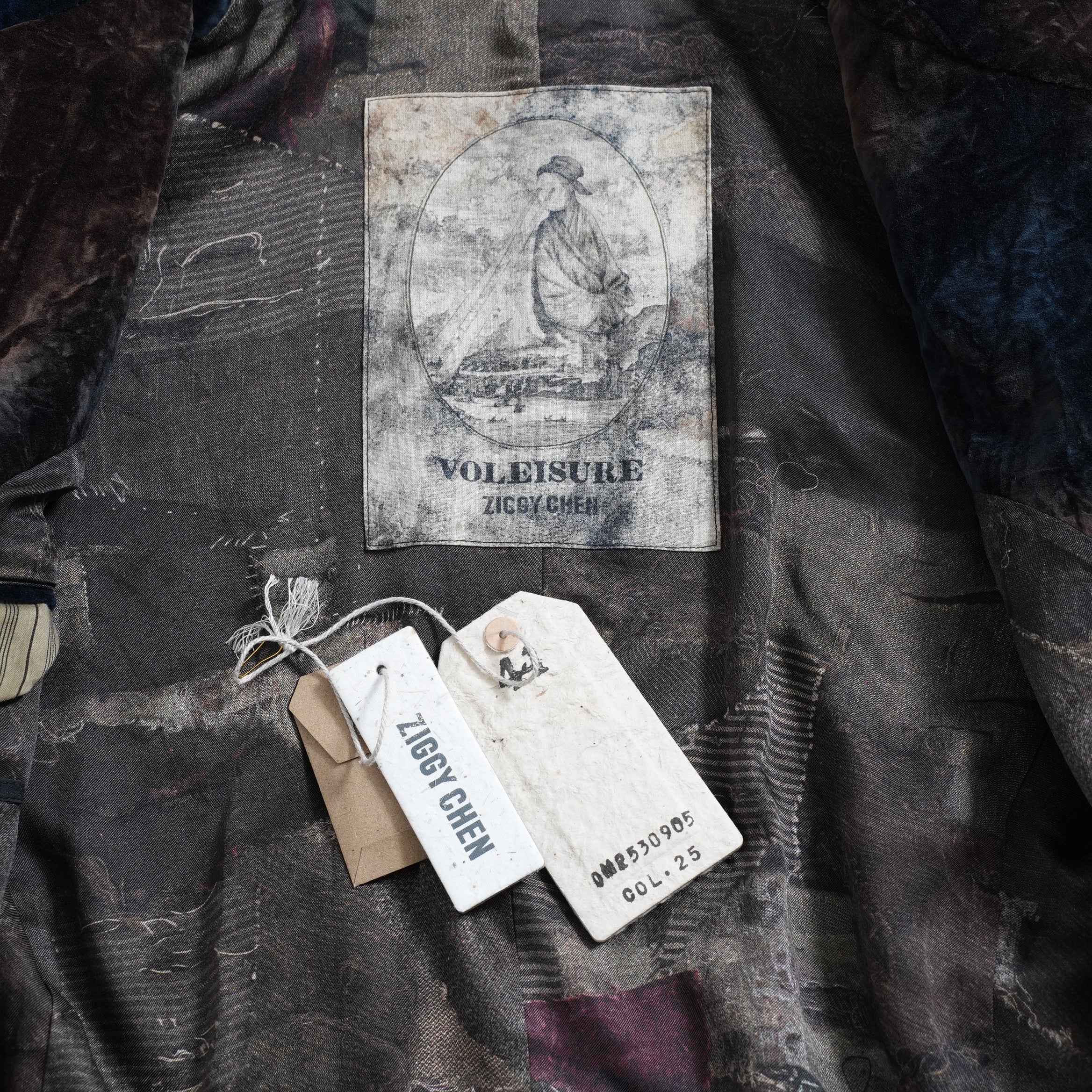 未使用 ZIGGY CHEN ジギーチェン / 25AW Velvet Stand Collar Blazer / ジャケット / 0M2530905 / size 44 (NAVY x BROWN）