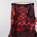sacai サカイ / 美品 22年SS Buffalo Check Skirt チュールフリル スカート / 22-05939 / size 2 (RED×BLACK）レディース