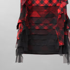 sacai サカイ / 美品 22年SS Buffalo Check Skirt チュールフリル スカート / 22-05939 / size 2 (RED×BLACK）レディース
