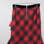 sacai サカイ / 美品 22年SS Buffalo Check Skirt チュールフリル スカート / 22-05939 / size 2 (RED×BLACK）レディース