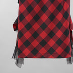 sacai サカイ / 美品 22年SS Buffalo Check Skirt チュールフリル スカート / 22-05939 / size 2 (RED×BLACK）レディース