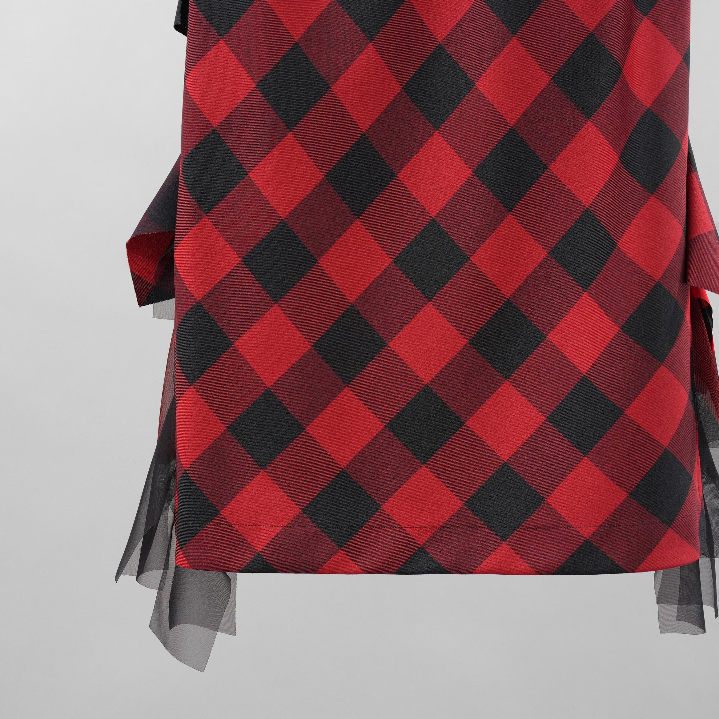 sacai サカイ / 美品 22年SS Buffalo Check Skirt チュールフリル スカート / 22-05939 / size 2 (RED×BLACK）レディース