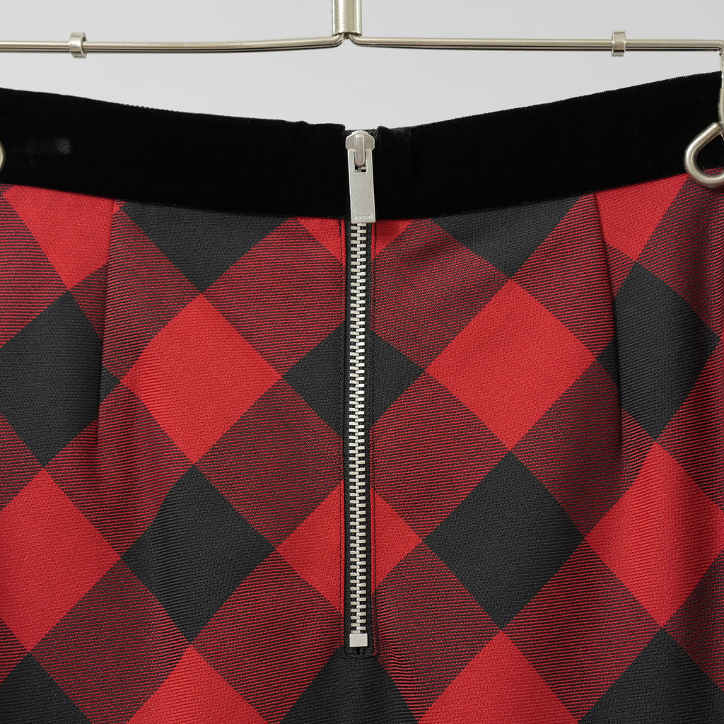 sacai サカイ / 美品 22年SS Buffalo Check Skirt チュールフリル スカート / 22-05939 / size 2 (RED×BLACK）レディース
