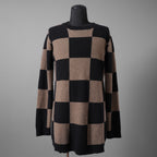 Aleksandr Manamis アレクサンダーマナミス / 23AW 美品 カシミア100% パネルチェック ニット チェック柄 / size 3 （BLACK x BROWN）