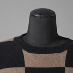 Aleksandr Manamis アレクサンダーマナミス / 23AW 美品 カシミア100% パネルチェック ニット チェック柄 / size 3 （BLACK x BROWN）
