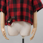 sacai サカイ / 美品 22SS Buffalo Check Pullover 半袖シャツ / 22-05943 / size 3 (RED×BLACK) レディース