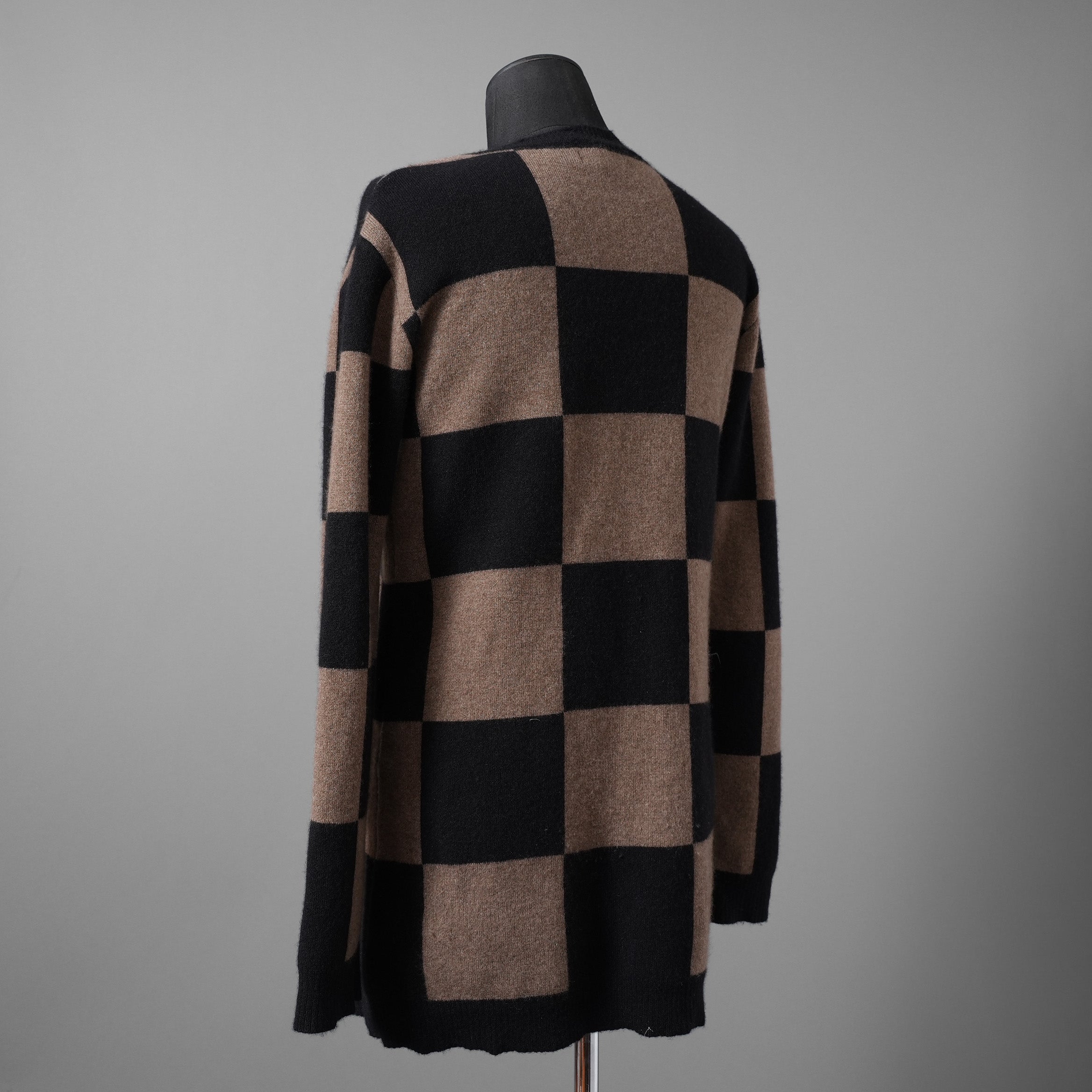 Aleksandr Manamis アレクサンダーマナミス / 23AW 美品 カシミア100% パネルチェック ニット チェック柄 / size 3 （BLACK x BROWN）