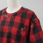 sacai サカイ / 美品 22SS Buffalo Check Pullover 半袖シャツ / 22-05943 / size 3 (RED×BLACK) レディース