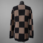 Aleksandr Manamis アレクサンダーマナミス / 23AW 美品 カシミア100% パネルチェック ニット チェック柄 / size 3 （BLACK x BROWN）