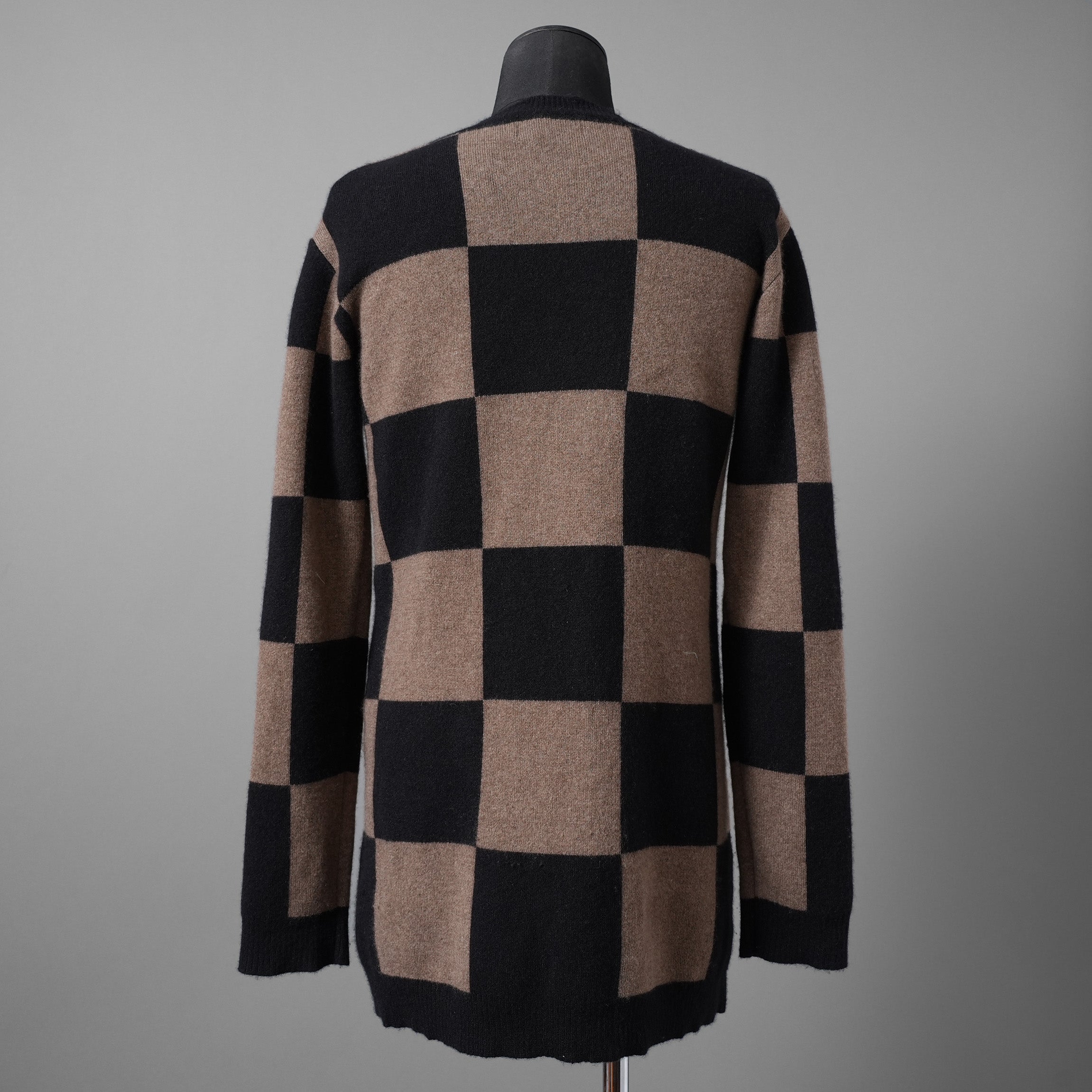 Aleksandr Manamis アレクサンダーマナミス / 23AW 美品 カシミア100% パネルチェック ニット チェック柄 / size 3 （BLACK x BROWN）