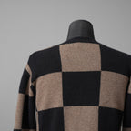 Aleksandr Manamis アレクサンダーマナミス / 23AW 美品 カシミア100% パネルチェック ニット チェック柄 / size 3 （BLACK x BROWN）
