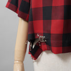 sacai サカイ / 美品 22SS Buffalo Check Pullover 半袖シャツ / 22-05943 / size 3 (RED×BLACK) レディース