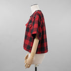 sacai サカイ / 美品 22SS Buffalo Check Pullover 半袖シャツ / 22-05943 / size 3 (RED×BLACK) レディース