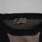 Aleksandr Manamis アレクサンダーマナミス / 23AW 美品 カシミア100% パネルチェック ニット チェック柄 / size 3 （BLACK x BROWN）