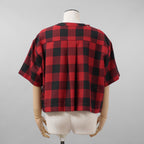 sacai サカイ / 美品 22SS Buffalo Check Pullover 半袖シャツ / 22-05943 / size 3 (RED×BLACK) レディース
