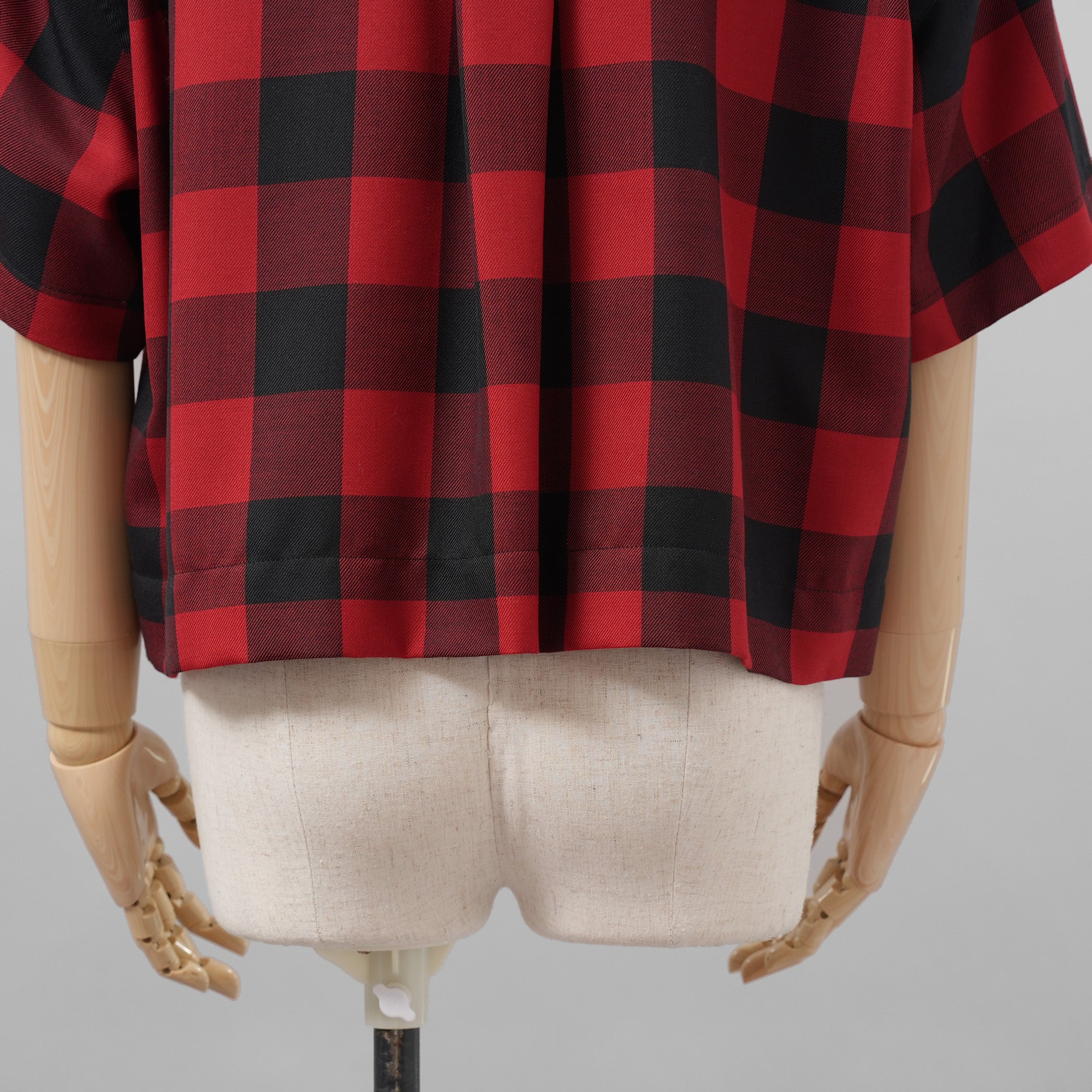 sacai サカイ / 美品 22SS Buffalo Check Pullover 半袖シャツ / 22-05943 / size 3 (RED×BLACK) レディース