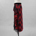 sacai サカイ / 美品 22年SS Buffalo Check Skirt チュールフリル スカート / 22-05939 / size 2 (RED×BLACK）レディース