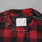 sacai サカイ / 美品 22SS Buffalo Check Pullover 半袖シャツ / 22-05943 / size 3 (RED×BLACK) レディース