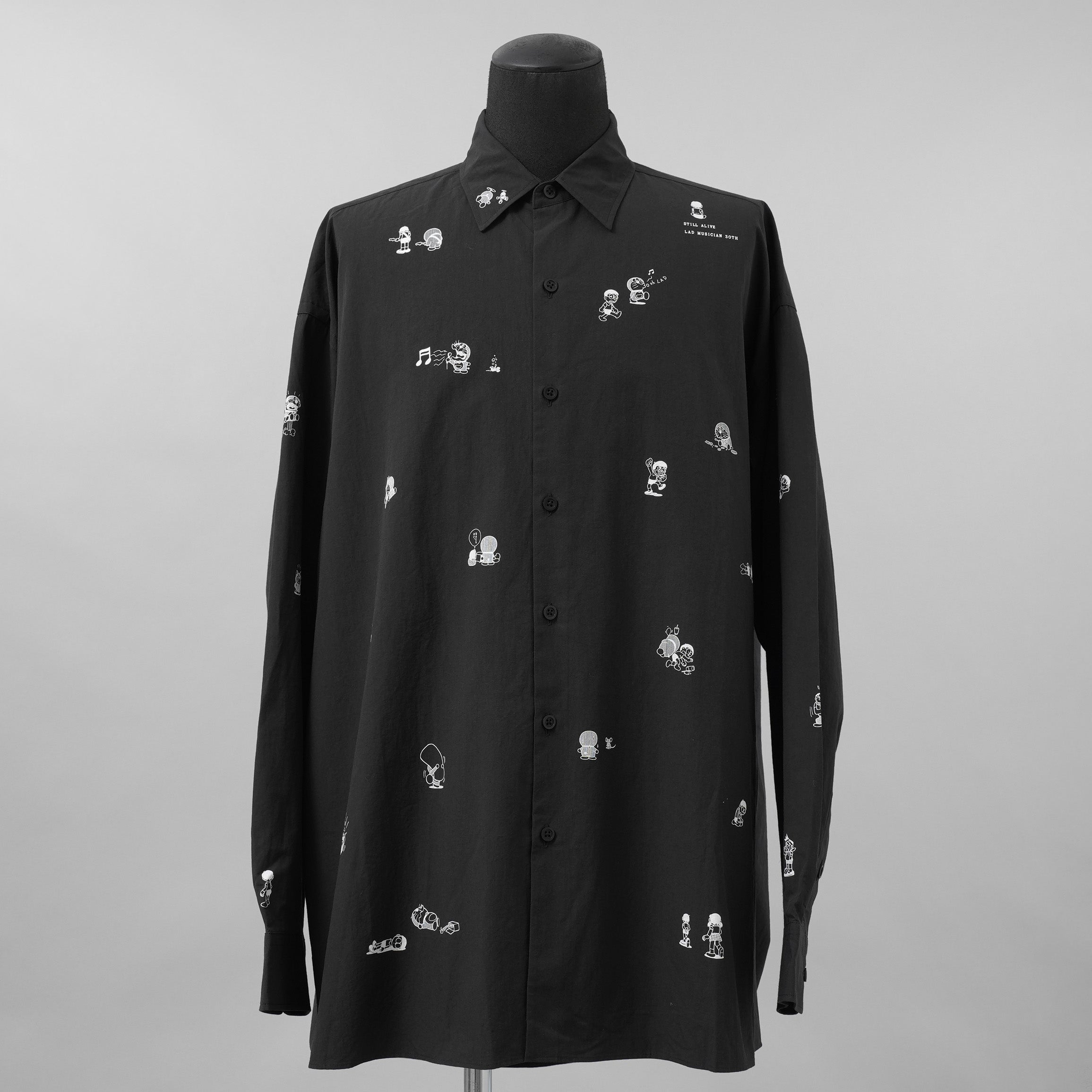 LAD MUSICIAN ×ドラえもん コラボ / 美品 DORAEMON LAD MUSICIAN BIG SHIRT 長袖シャツ / 2325-102 / size 44 (BLACK)