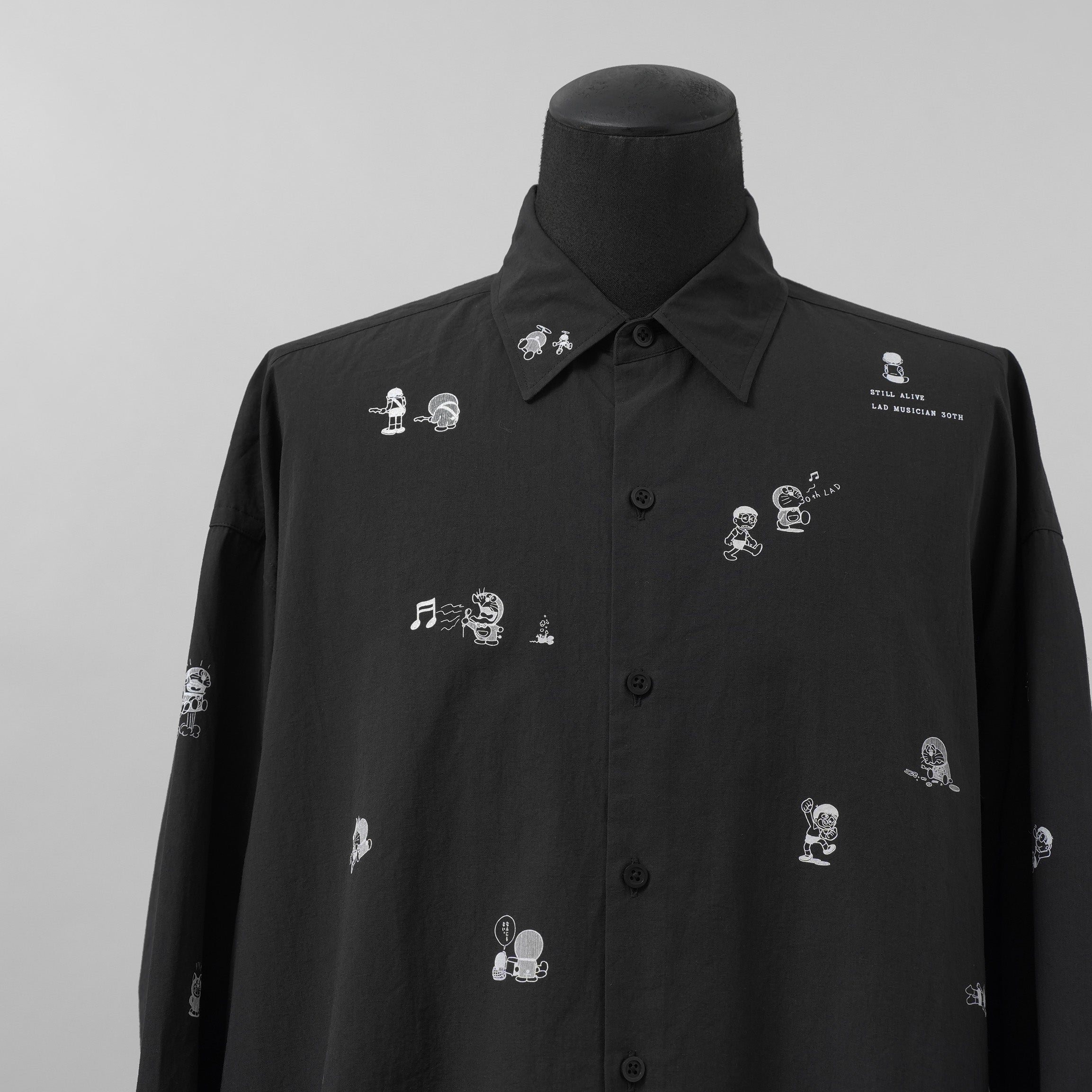 LAD MUSICIAN ×ドラえもん コラボ / 美品 DORAEMON LAD MUSICIAN BIG SHIRT 長袖シャツ / 2325-102 / size 44 (BLACK)