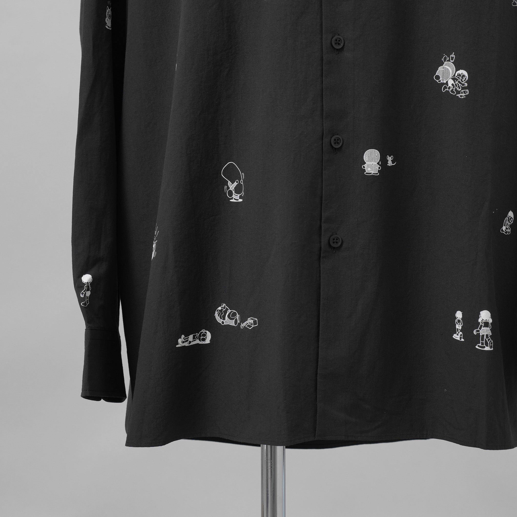 LAD MUSICIAN ×ドラえもん コラボ / 美品 DORAEMON LAD MUSICIAN BIG SHIRT 長袖シャツ / 2325-102 / size 44 (BLACK)