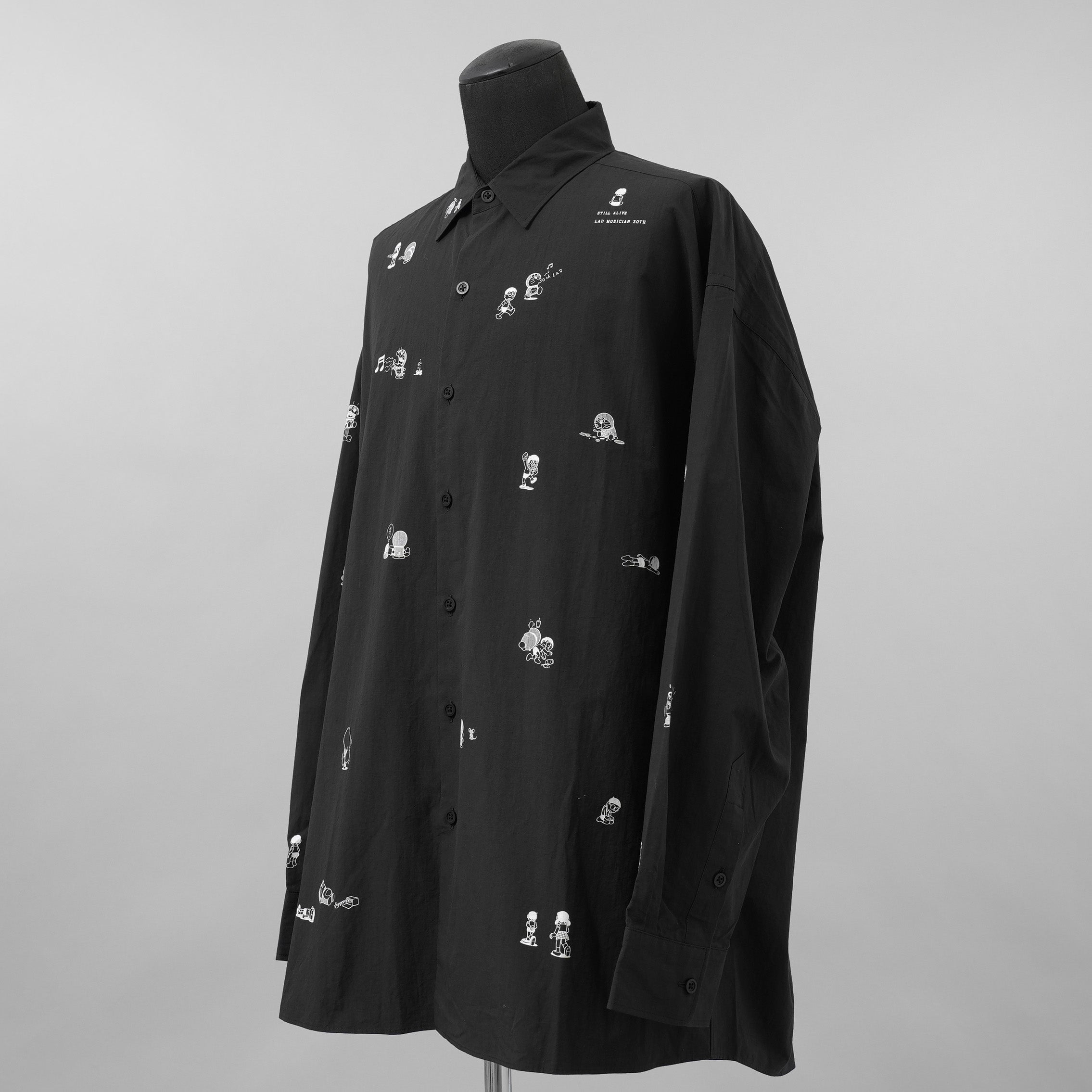 LAD MUSICIAN ×ドラえもん コラボ / 美品 DORAEMON LAD MUSICIAN BIG SHIRT 長袖シャツ / 2325-102 / size 44 (BLACK)