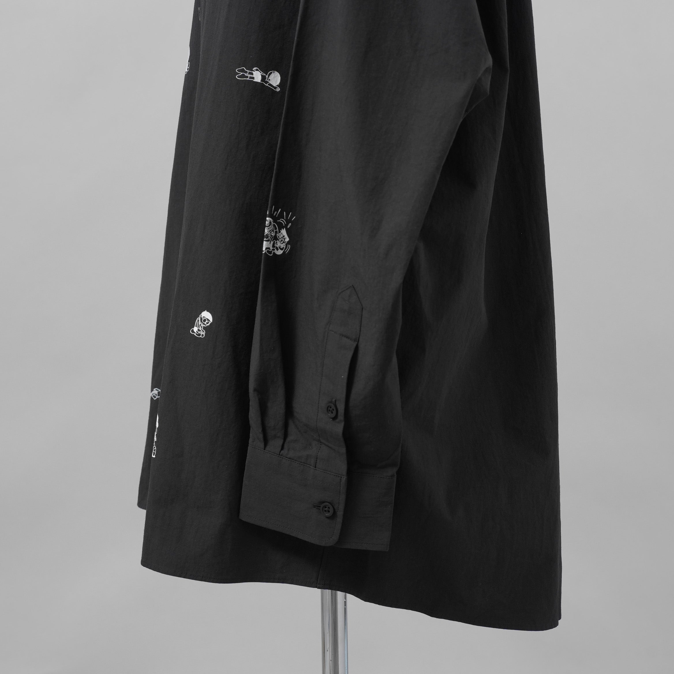 LAD MUSICIAN ×ドラえもん コラボ / 美品 DORAEMON LAD MUSICIAN BIG SHIRT 長袖シャツ / 2325-102 / size 44 (BLACK)