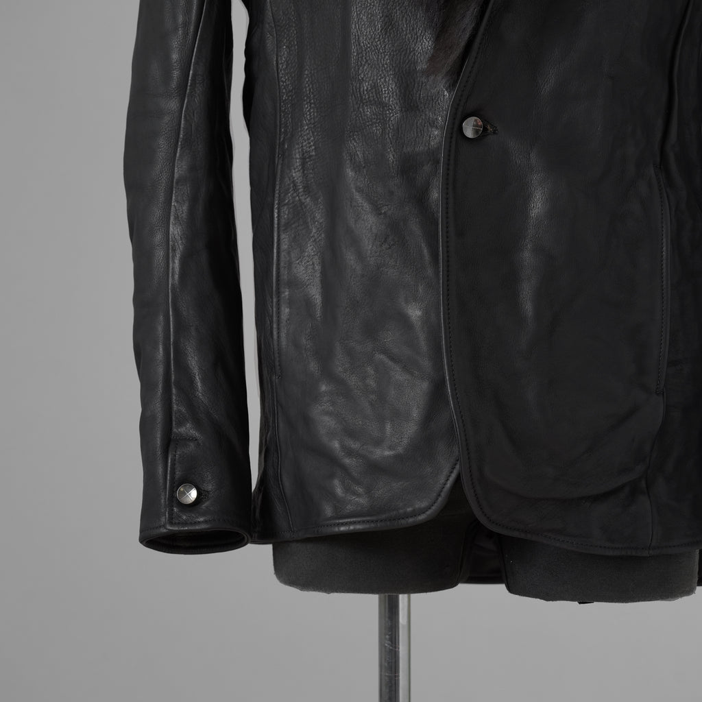 超希少 新品 incarnation インカネーション / 24AW HEAVY WEIGHT BABY CALF LEAHER LAPELLESS JACKET LINED JJK-1 WITH SHEARLING COLLAR ヘヴィーベビーカーフ レザー ジャケット /