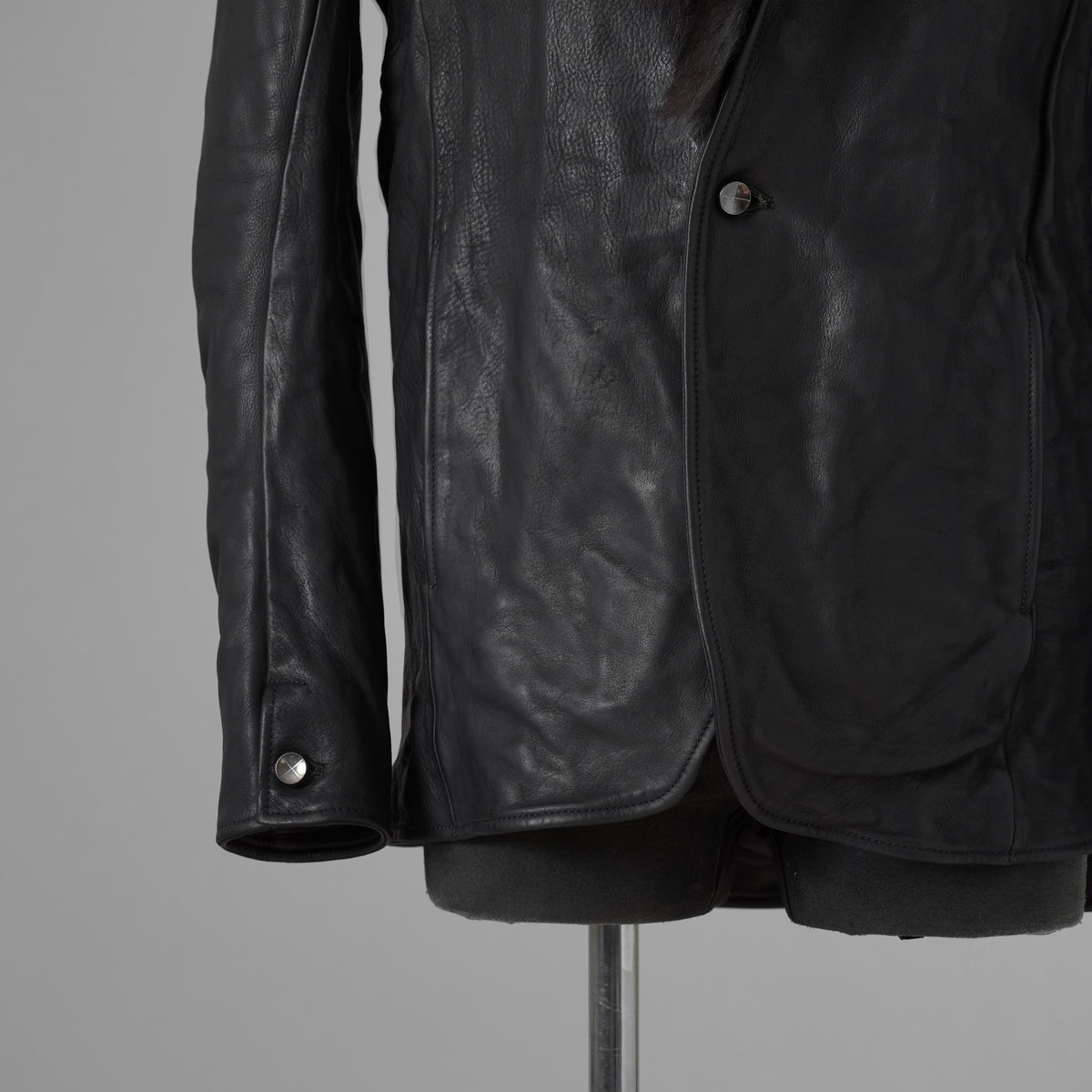 超希少 新品 incarnation インカネーション / 24AW HEAVY WEIGHT BABY CALF LEAHER LAPELLESS JACKET LINED JJK-1 WITH SHEARLING COLLAR ヘヴィーベビーカーフ レザー ジャケット /