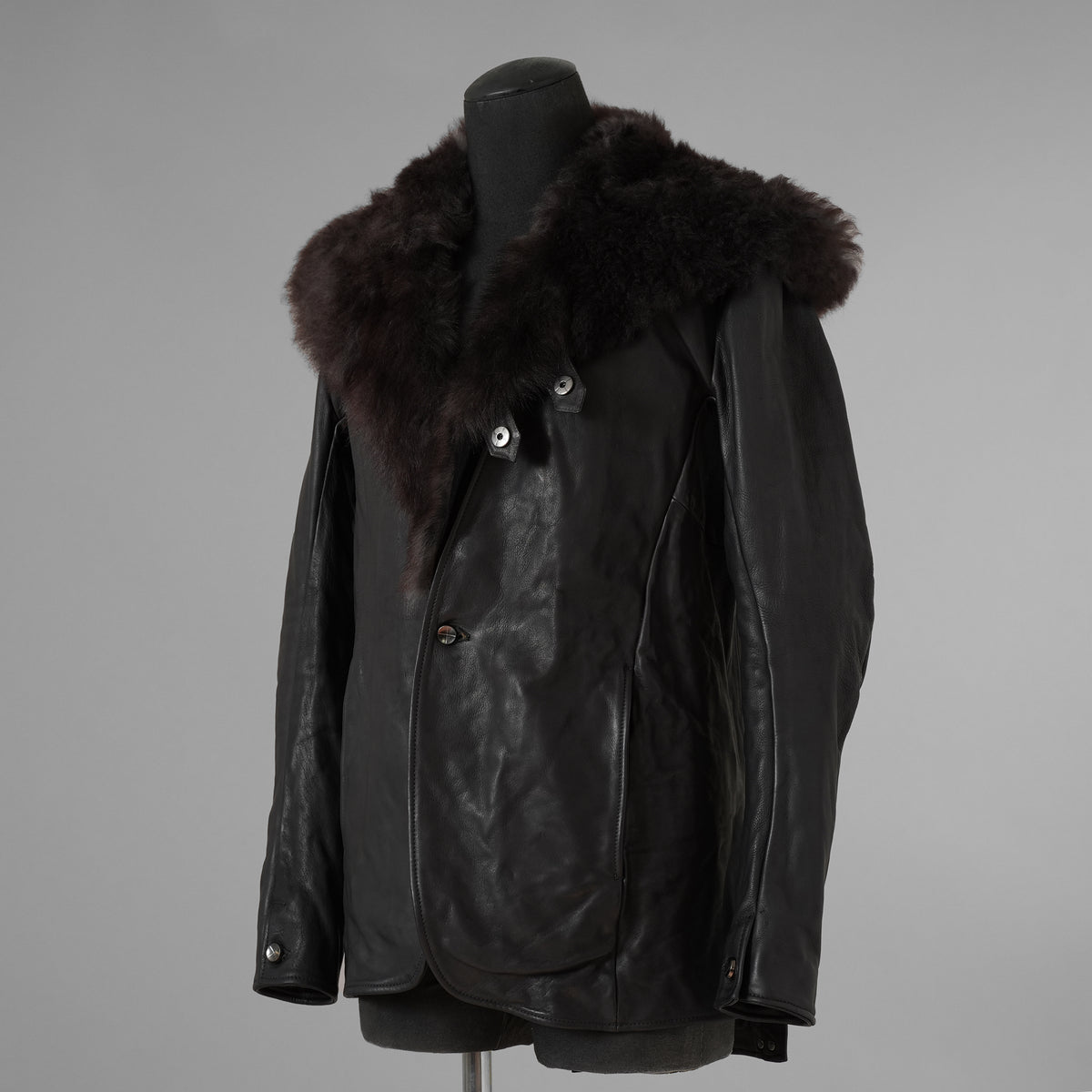 超希少 新品 incarnation インカネーション / 24AW HEAVY WEIGHT BABY CALF LEAHER LAPELLESS JACKET LINED JJK-1 WITH SHEARLING COLLAR ヘヴィーベビーカーフ レザー ジャケット /