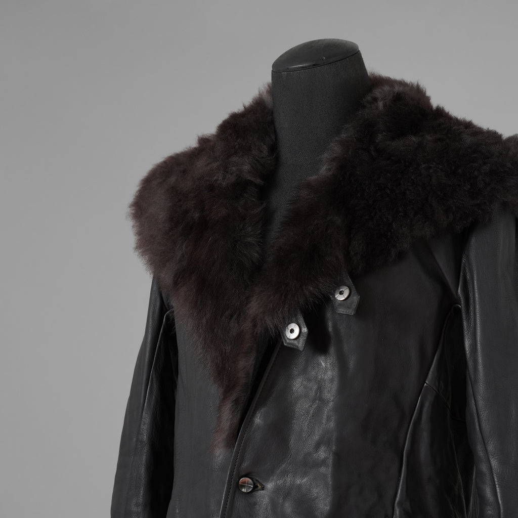 超希少 新品 incarnation インカネーション / 24AW HEAVY WEIGHT BABY CALF LEAHER LAPELLESS JACKET LINED JJK-1 WITH SHEARLING COLLAR ヘヴィーベビーカーフ レザー ジャケット /