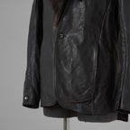 超希少 新品 incarnation インカネーション / 24AW HEAVY WEIGHT BABY CALF LEAHER LAPELLESS JACKET LINED JJK-1 WITH SHEARLING COLLAR ヘヴィーベビーカーフ レザー ジャケット /