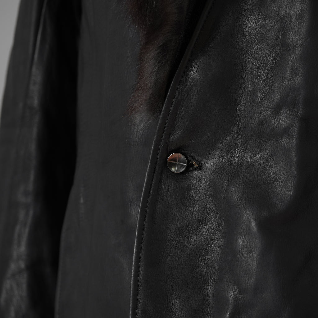 超希少 新品 incarnation インカネーション / 24AW HEAVY WEIGHT BABY CALF LEAHER LAPELLESS JACKET LINED JJK-1 WITH SHEARLING COLLAR ヘヴィーベビーカーフ レザー ジャケット /