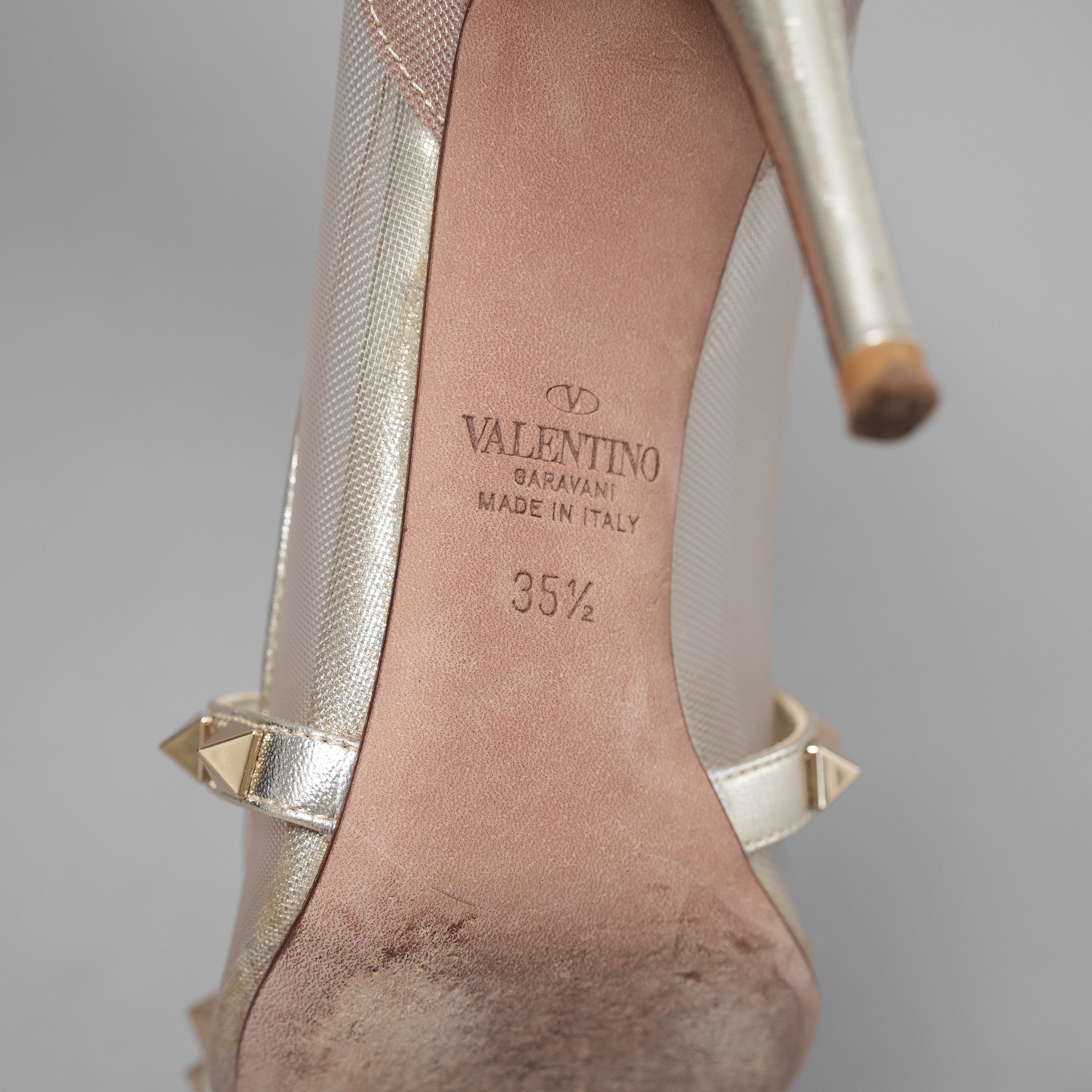 Valentino Garavani ヴァレンティノ ガラヴァーニ / 21AW ロックスタッズ アルコーブ メッシュ パンプス シューズ / size 35.5 (22.5cm) GOLD レディース