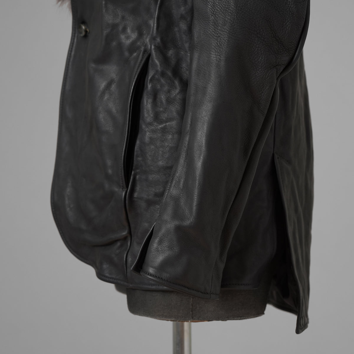 超希少 新品 incarnation インカネーション / 24AW HEAVY WEIGHT BABY CALF LEAHER LAPELLESS JACKET LINED JJK-1 WITH SHEARLING COLLAR ヘヴィーベビーカーフ レザー ジャケット /